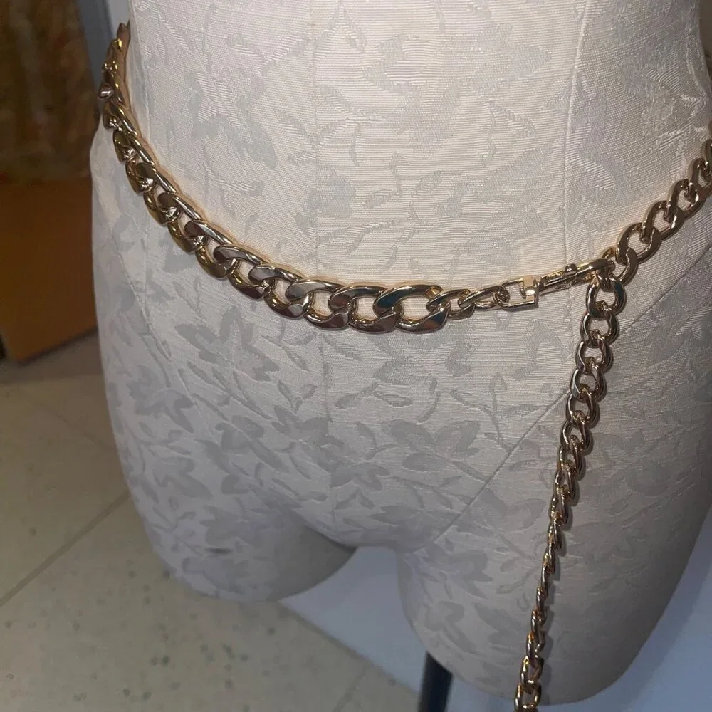 Vince Camuto Womens Belt One Size Gold Toned Chain Lobster Claw Waist